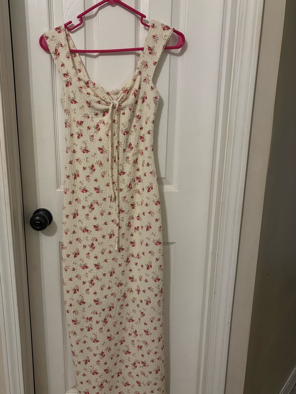 See You Monday Ditsy Floral Sweetheart Maxi Dress Cottagecore Coquette Cream